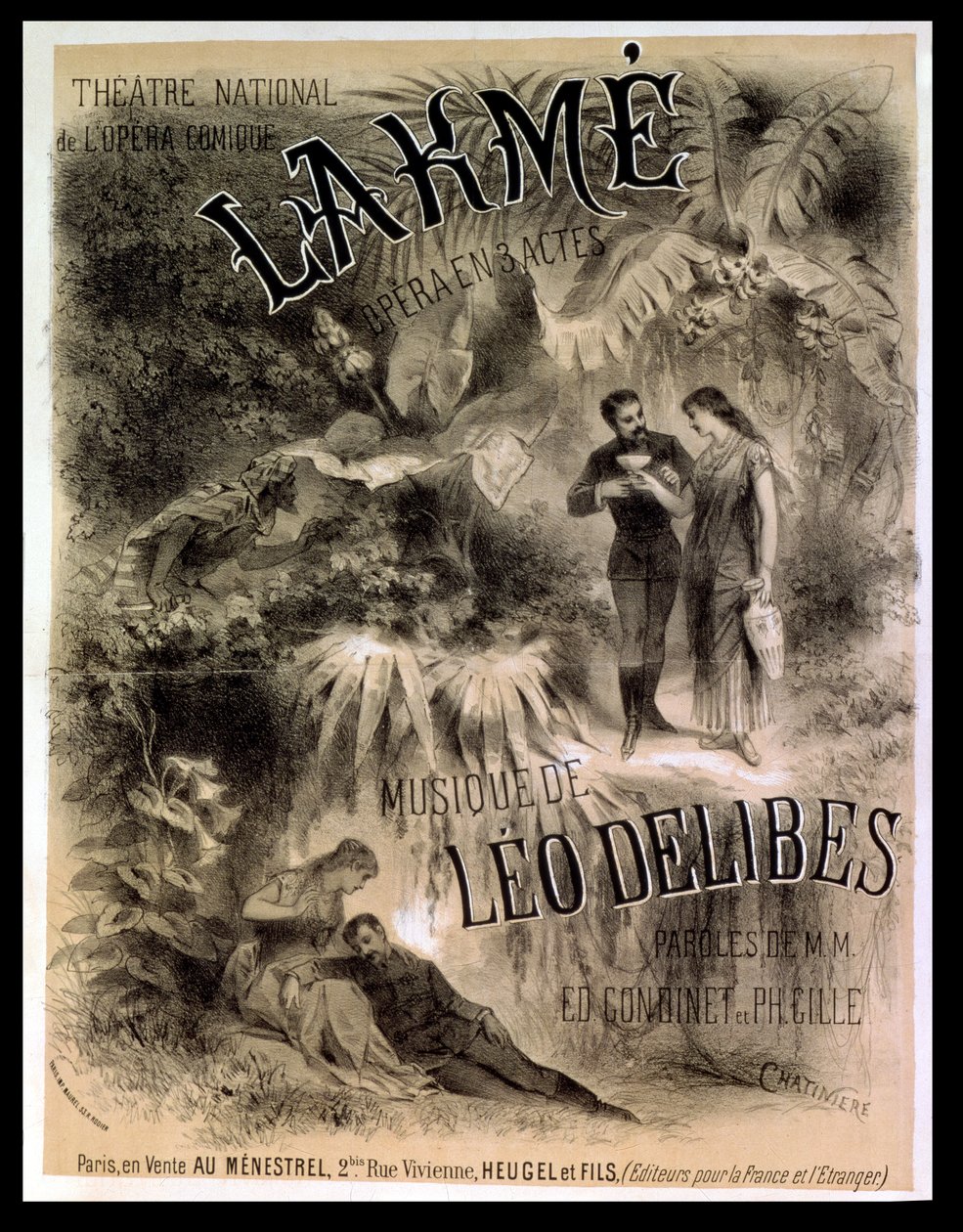 Cartaz publicitário &39;Lakme&39;, ópera de Leo Delibes (1861-91) de Antonin Marie Chatiniere