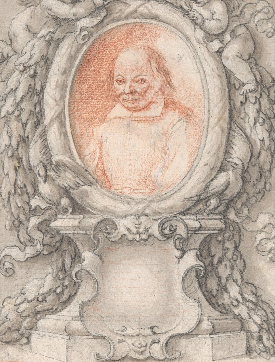 Retrato oval de um homem em uma moldura elaborada com uma cartela, ca. 1724. de Antonino Grano