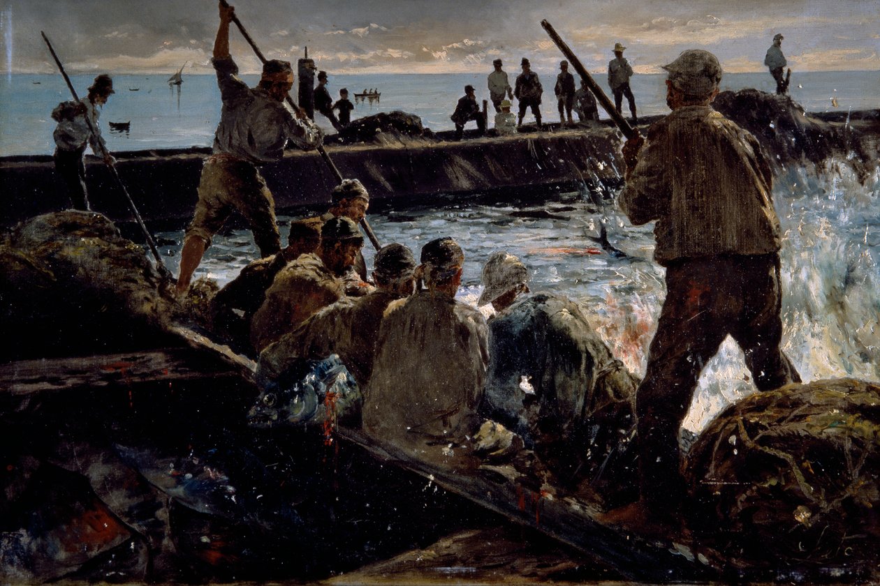 Abate de atum, pintura de Antonino Leto (1844-1913), óleo sobre tela, 41x62 cm de Antonino Leto