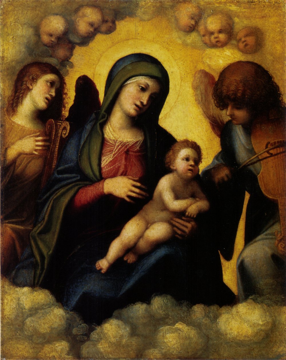Madonna com criança e dois músicos de anjo de Antonio da Correggio