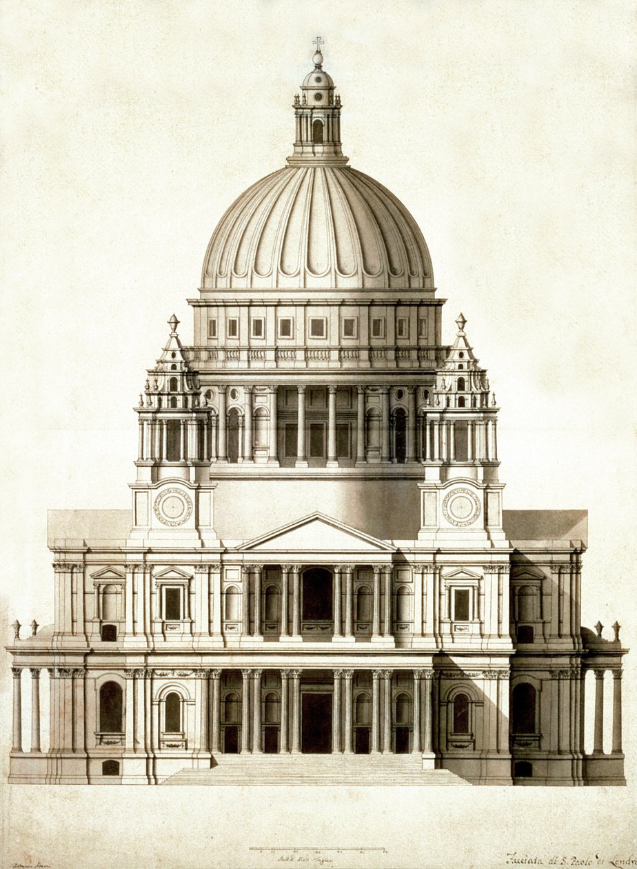 A, fachada, de, st paul, londres, (pen, e, lavagem) de Antonio Adami