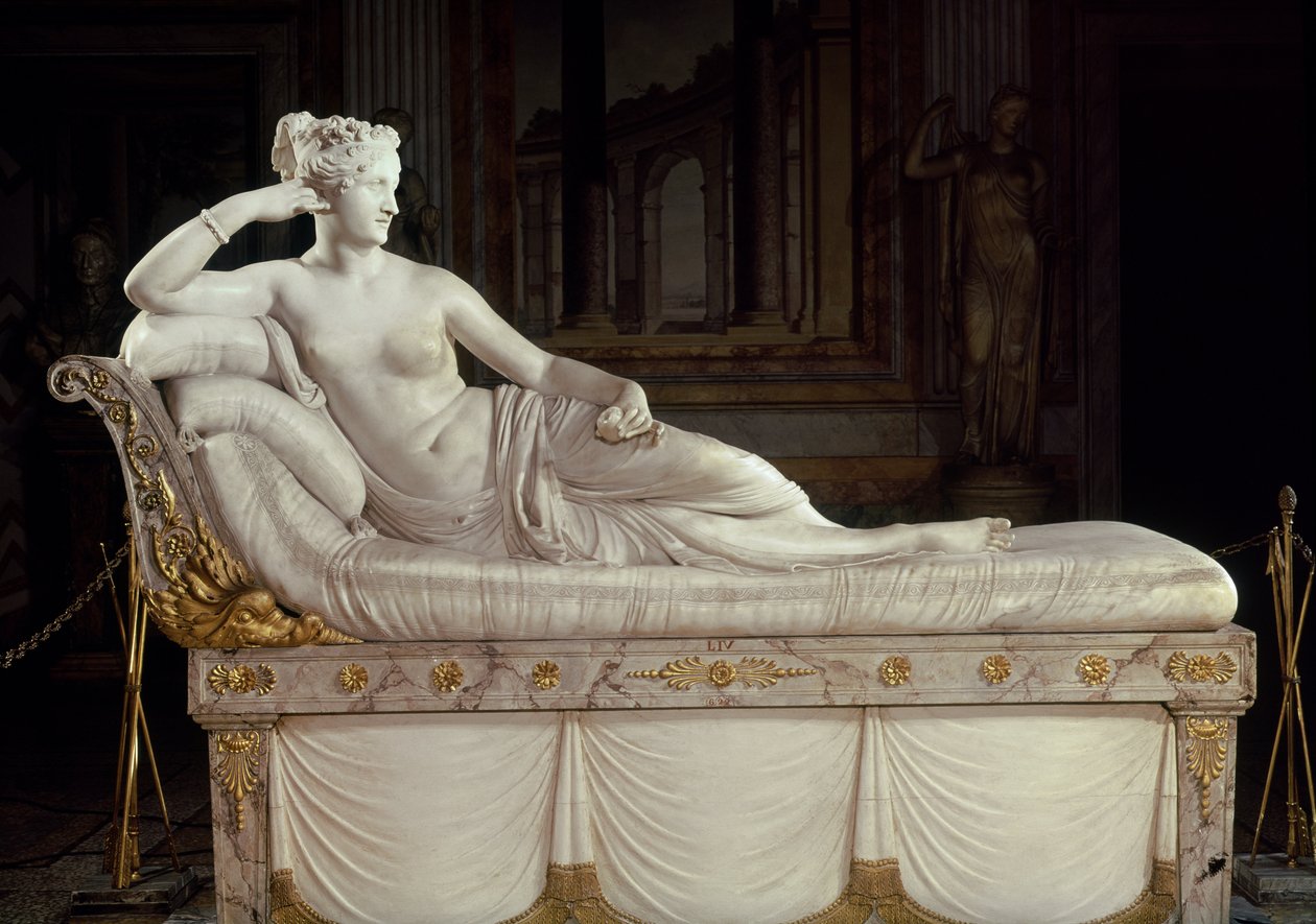 Pauline Bonaparte (1780-1825) como Venus Triumphant, c.1805-08 (mármore) de Antonio Canova