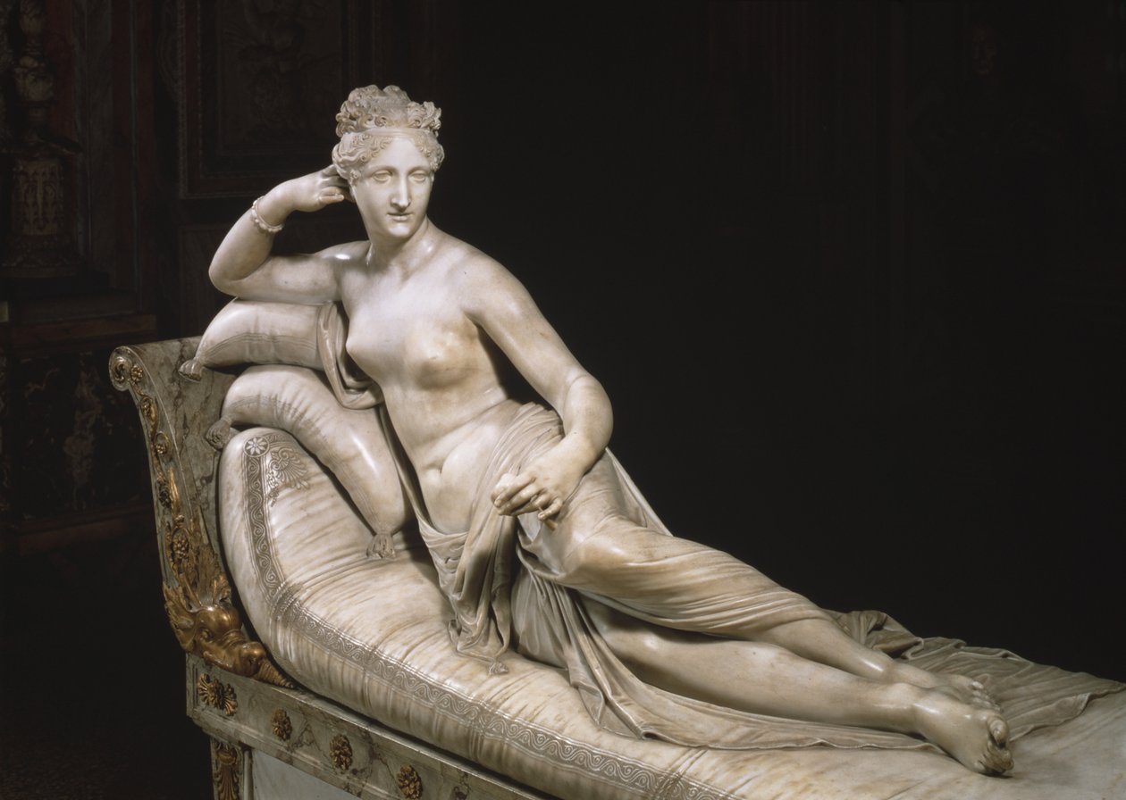 Pauline Bonaparte como Venus Triumphant, c.1805-08 (mármore) (ver também 20019) de Antonio Canova