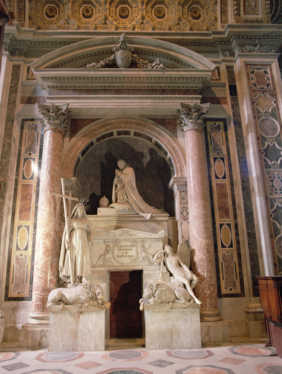 Túmulo do Papa Clemente XIII (1693-1769), 1783-92 (mármore) de Antonio Canova