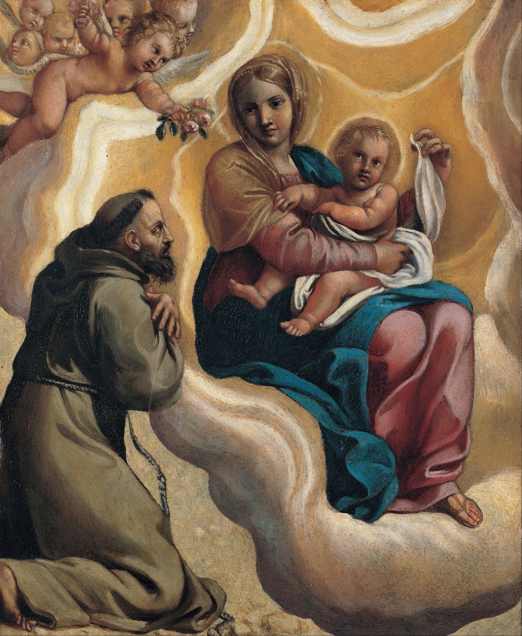 Madonna com a criança e São Francisco de Antonio Carracci