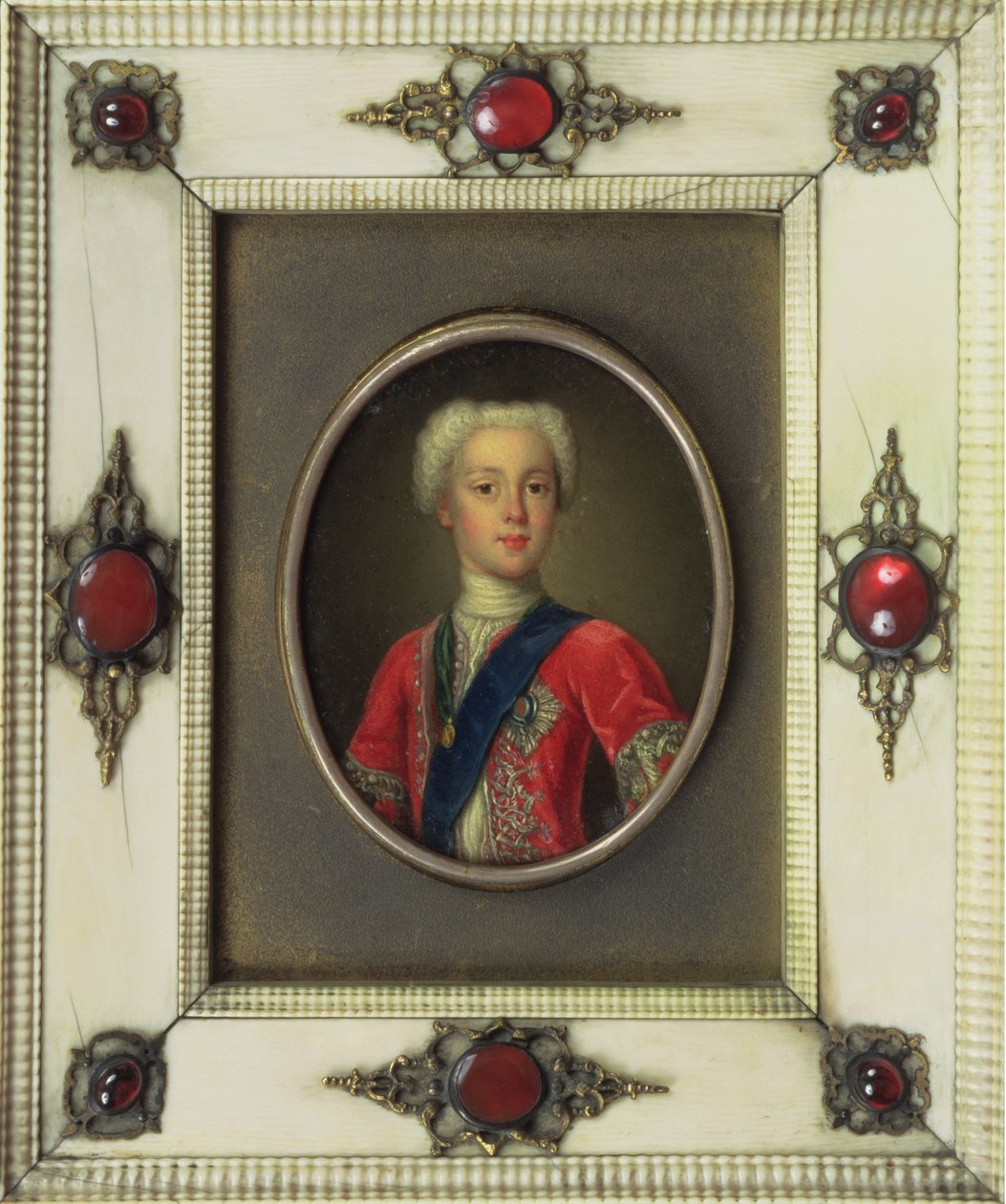 Príncipe Charles Edward Stuart (Bonnie Prince Charlie, 1720-88) (óleo em cobre) de Antonio David
