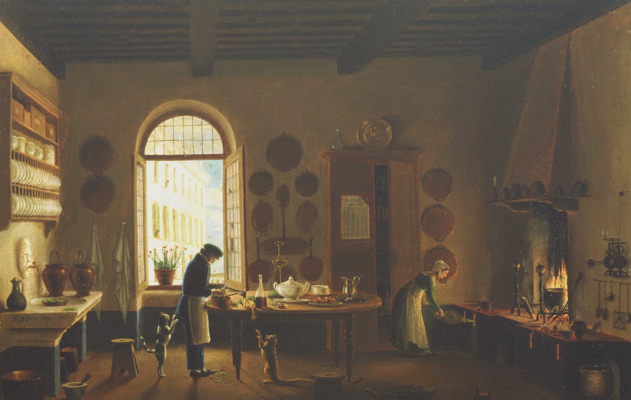 A cozinha do Palazzo Mozzi, Florença de Antonio Digerini