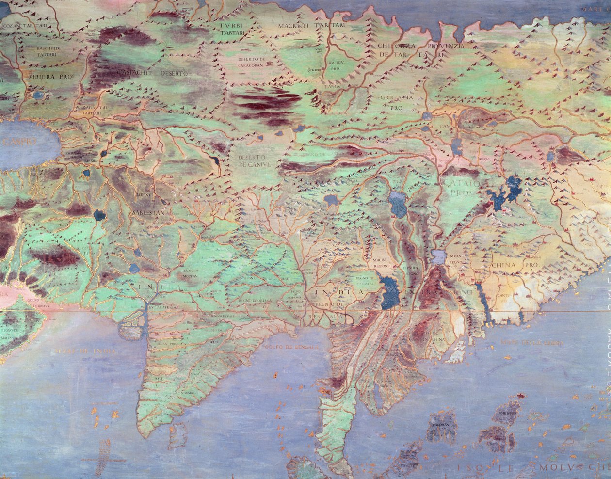 Mapa da Ásia, da &39;Sala Del Mappamondo&39; (Salão dos Mapas do Mundo) de Antonio Giovanni de Varese
