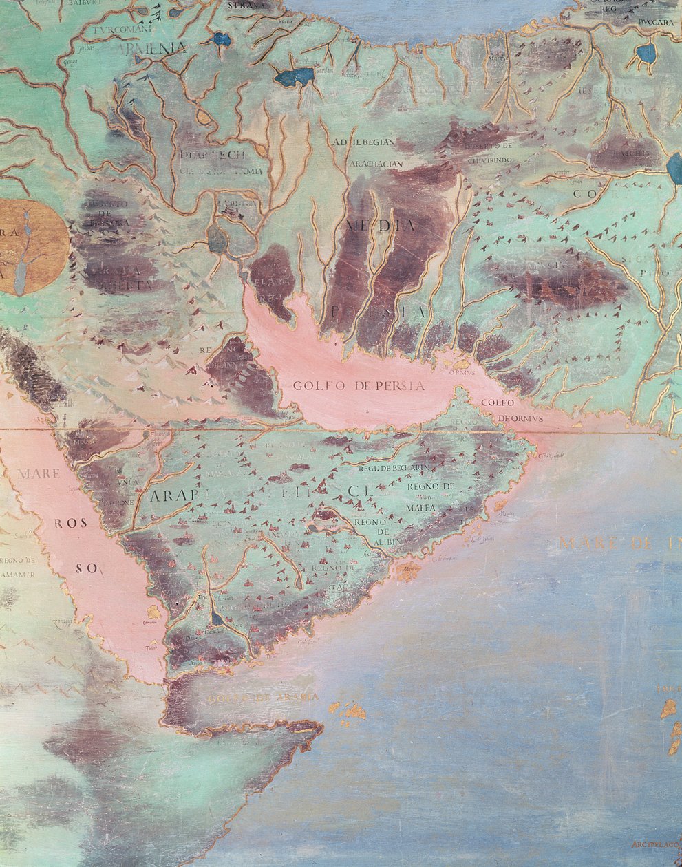 Mapa dos Países do Golfo Pérsico, da &39;Sala Del Mappamondo&39; (Salão dos Mapas do Mundo) de Antonio Giovanni de Varese