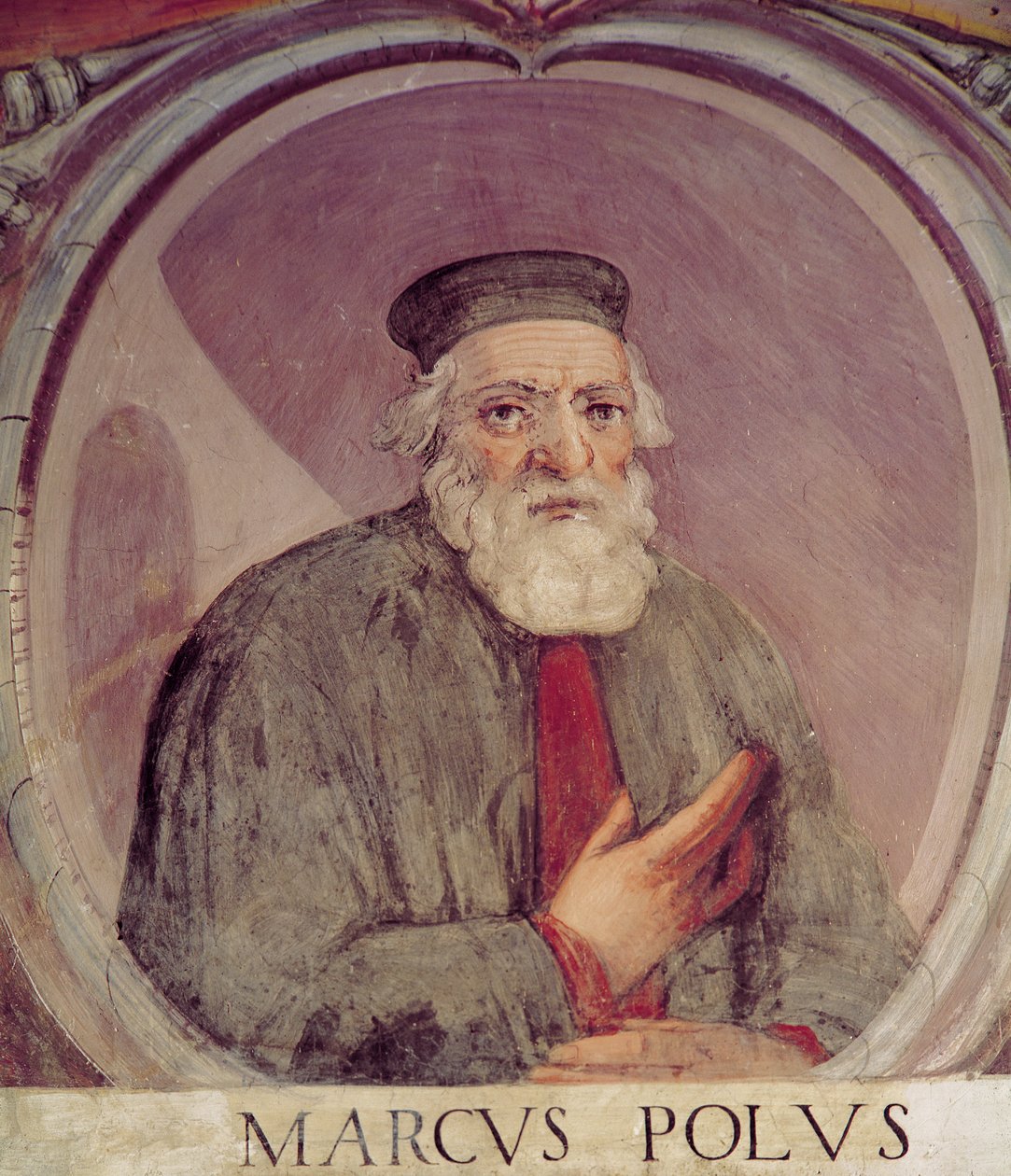 Marco Polo (1254-1324) da &39;Sala del Mappamondo&39; (Salão dos Mapas do Mundo) de Antonio Giovanni de Varese
