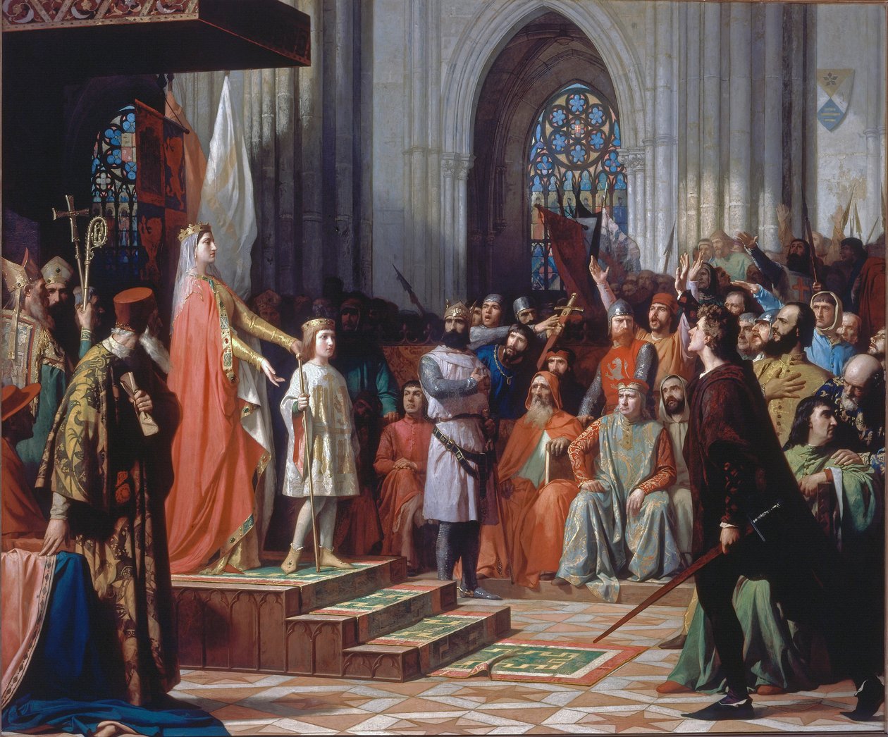 María de Molina apresenta seu filho Fernando IV nas Cortes de Valladolid em 1295 de Antonio Gisbert