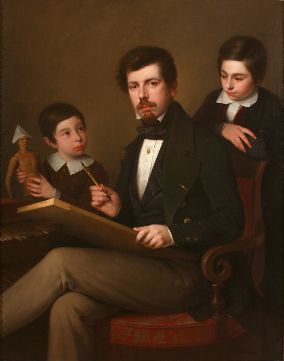 Auto-retrato com seus filhos Carlos e Vicente de Antonio María Esquivel