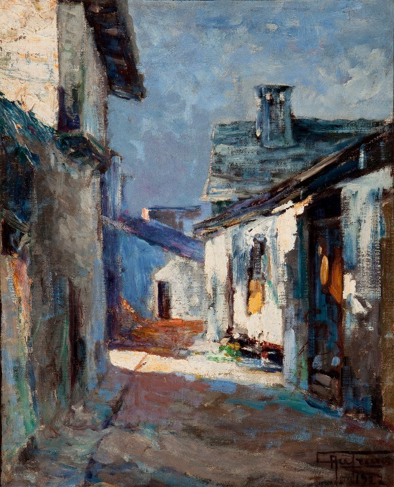  Velhas casas Paisagemn de Antonio Parreiras