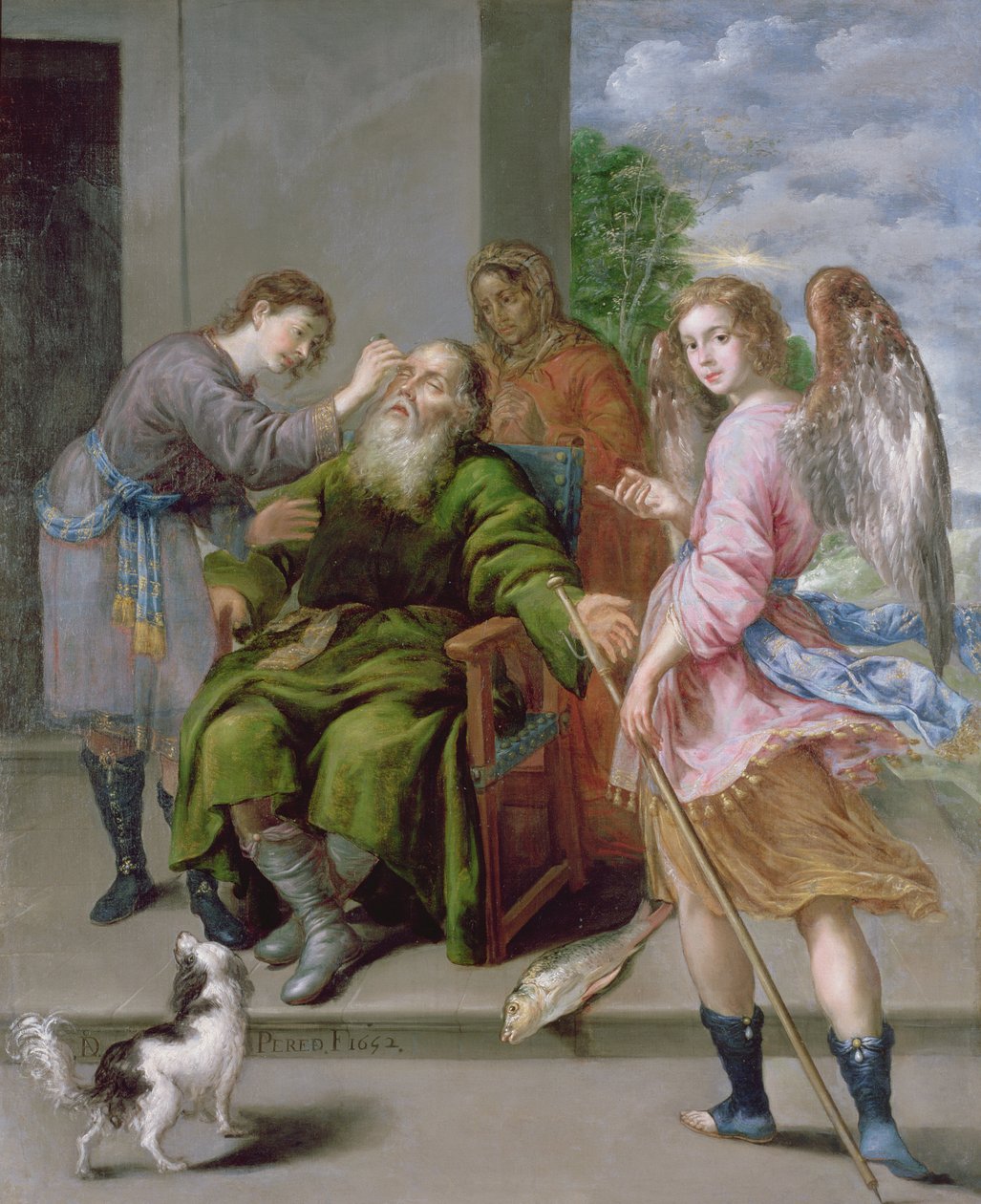 Tobias restaurando a visão de seu pai, 1652 de Antonio Pereda y Salgado