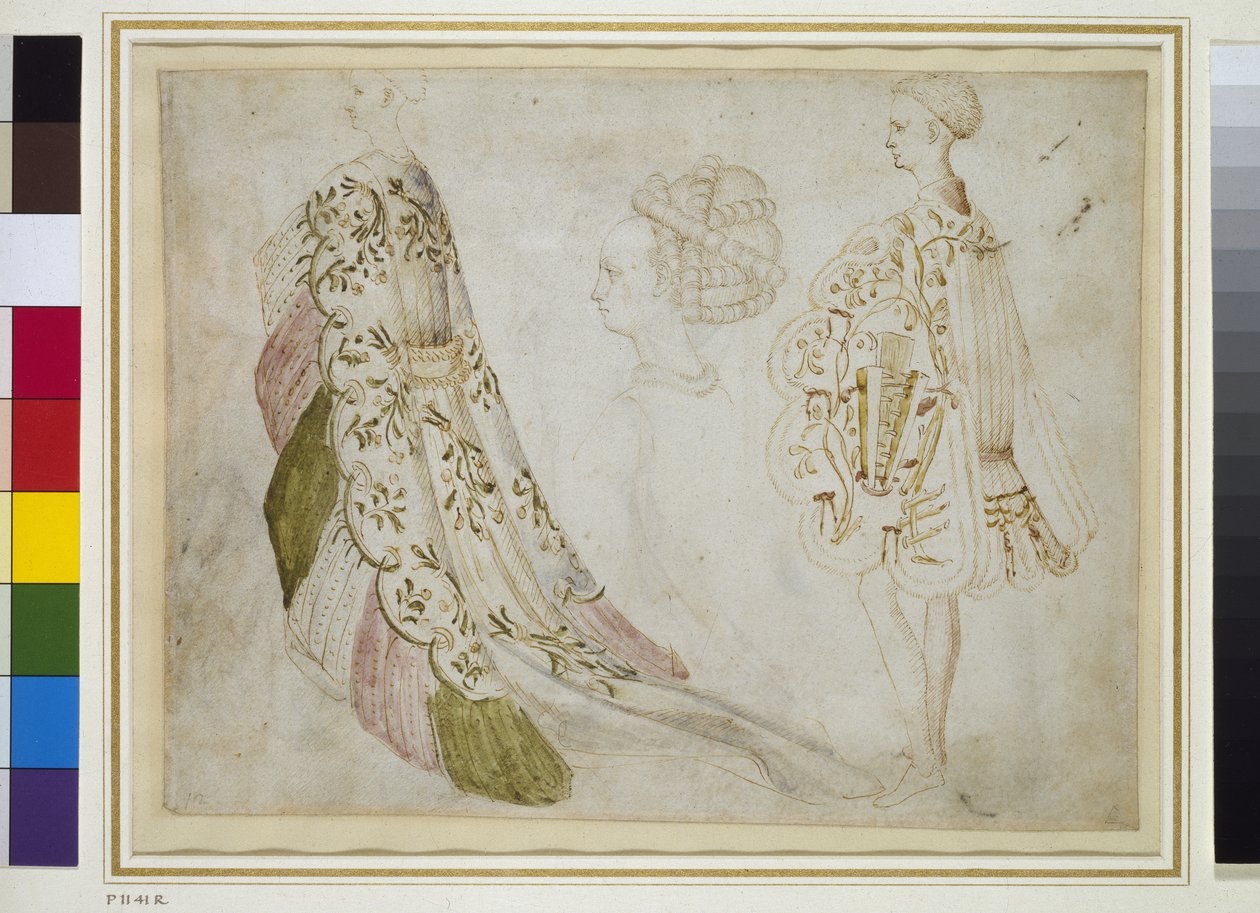 Recto: Estudos de fantasia (caneta e tinta com wc aveludado) de Antonio Pisanello