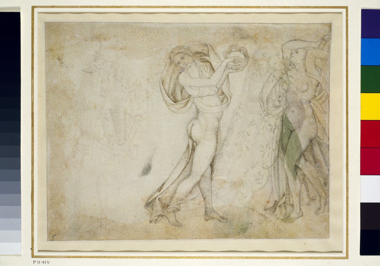 Verso: Dois bacantes (caneta e nanquim sobre papel) de Antonio Pisanello