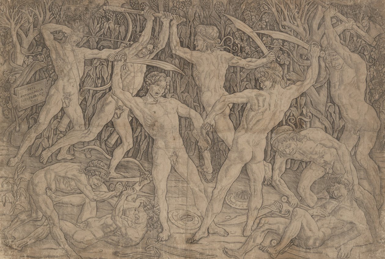 Batalha de Dez Homens Nus, 1465 de Antonio Pollaiuolo