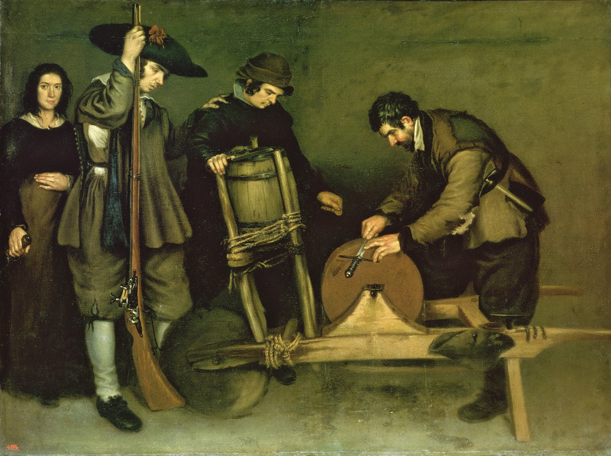 O moedor de facas, 1635-40 de Antonio de Puga