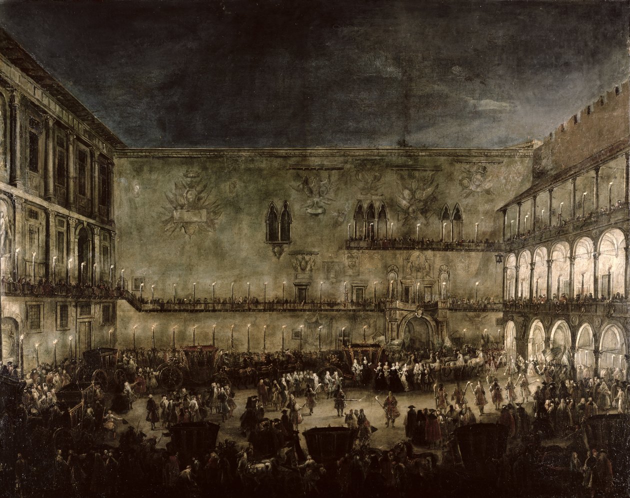 A chegada da Princesa Amelia da Saxônia, em uma carruagem, no Palácio dos Doges de Antonio Stom