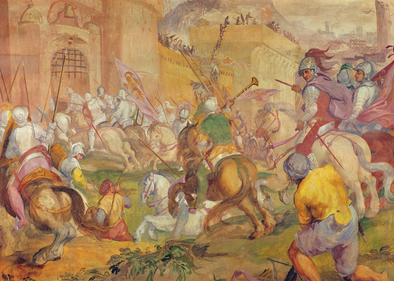 Conquista de uma cidade turca pelos venezianos (mural) de Antonio Vassilacchi