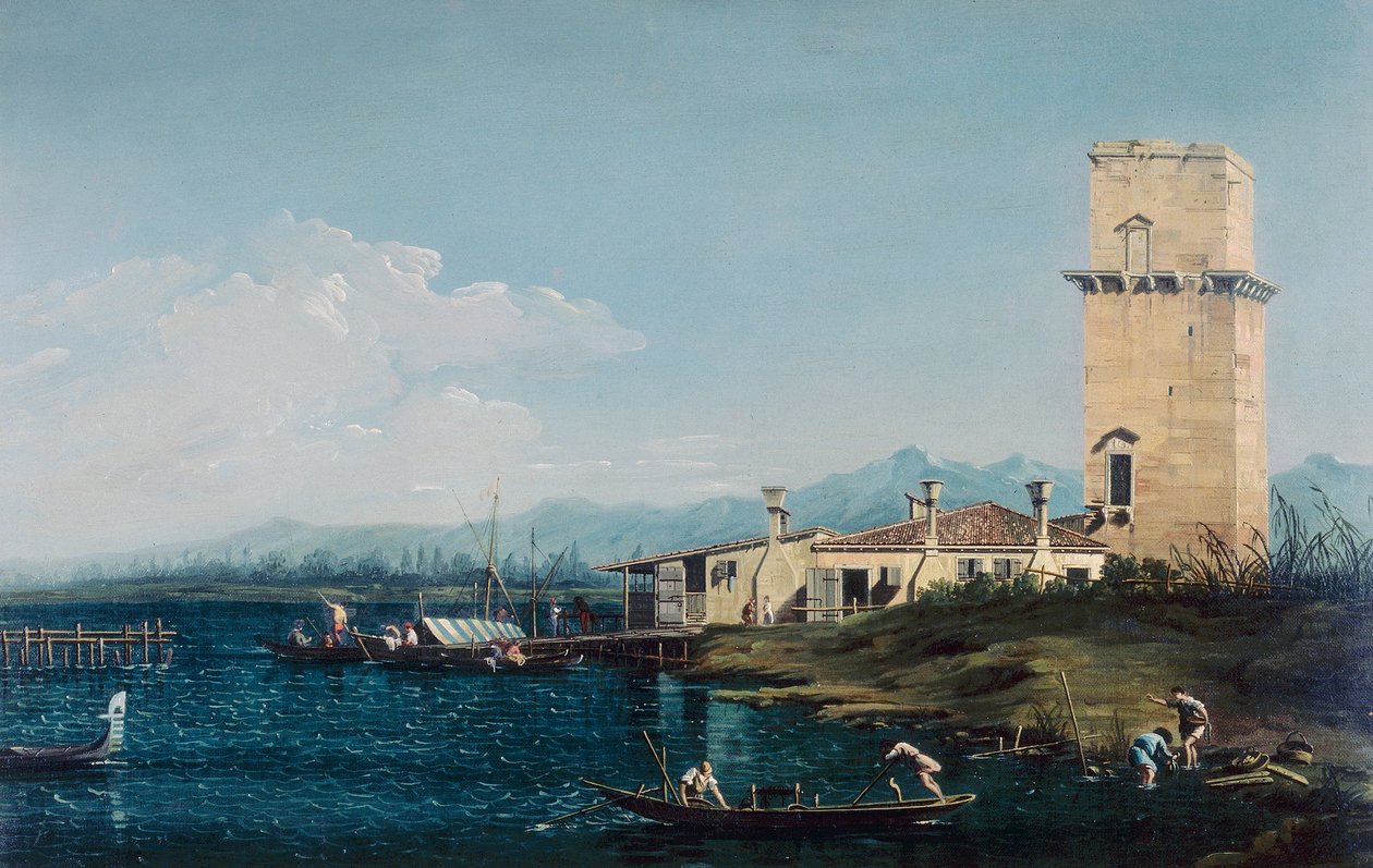 A torre de Marghera, por Canaletto e seus assistentes de Antonio school of Canaletto