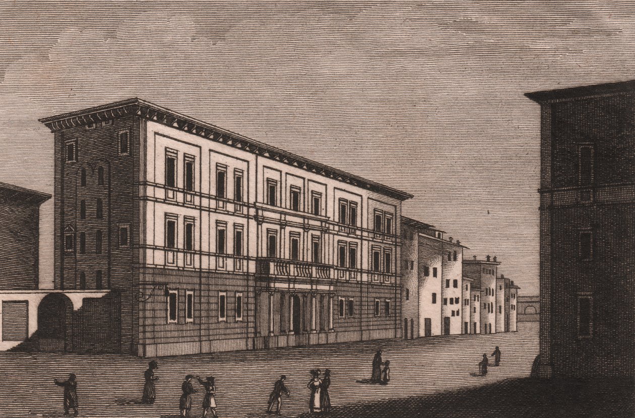 Vista do Palácio Episcopal em Pistoia, Toscana, Itália, gravura em cobre de Antonio Morghen (1788-1853), cerca de 13x9,5 cm de Antonio (1788 1853) Morghen