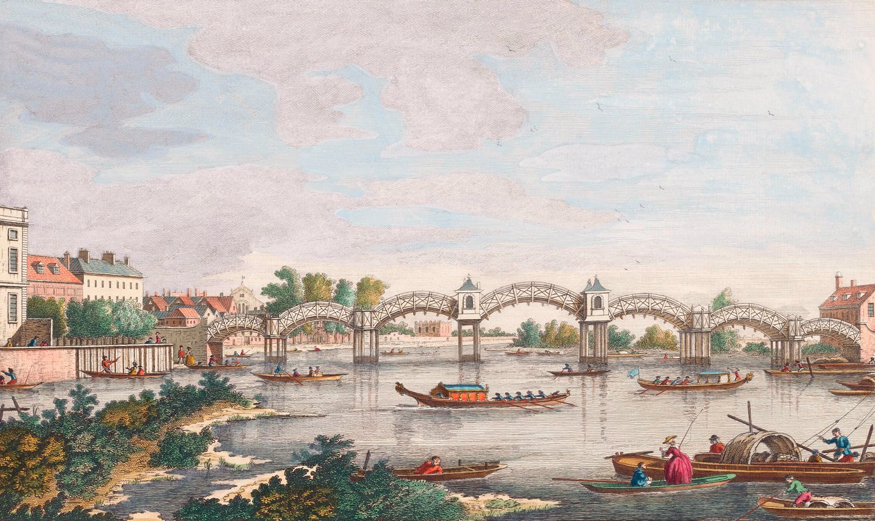 Nova ponte sobre o Tamisa em Hampton Court de Antonio (after) Canaletto