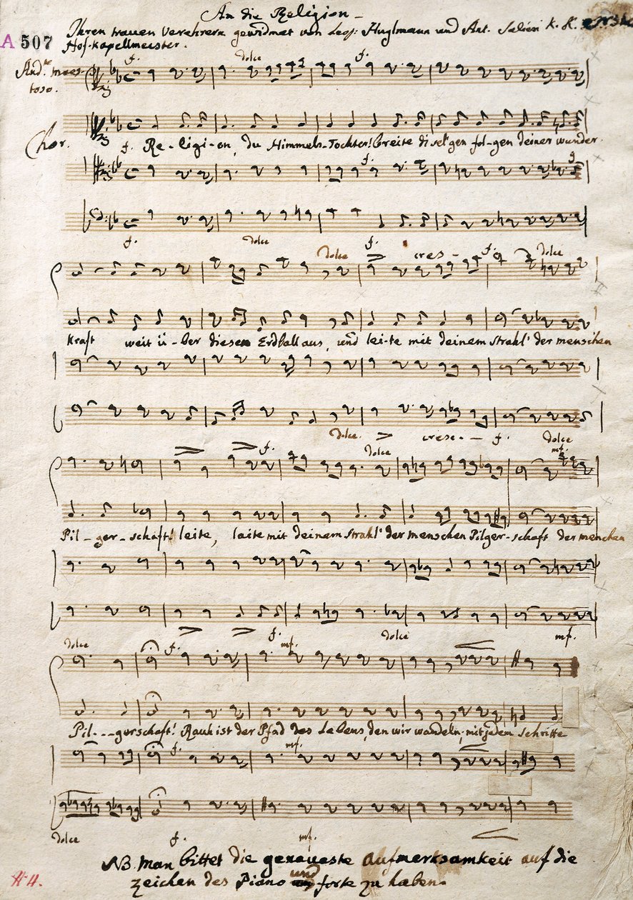 Partitura autógrafa de Oratorium, de Antonio Salieri (1750-1825) de Antonio (after) Salieri