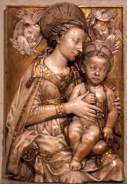 Madonna e Child (mármore) de Antonio (attr. to workshop of) Rossellino