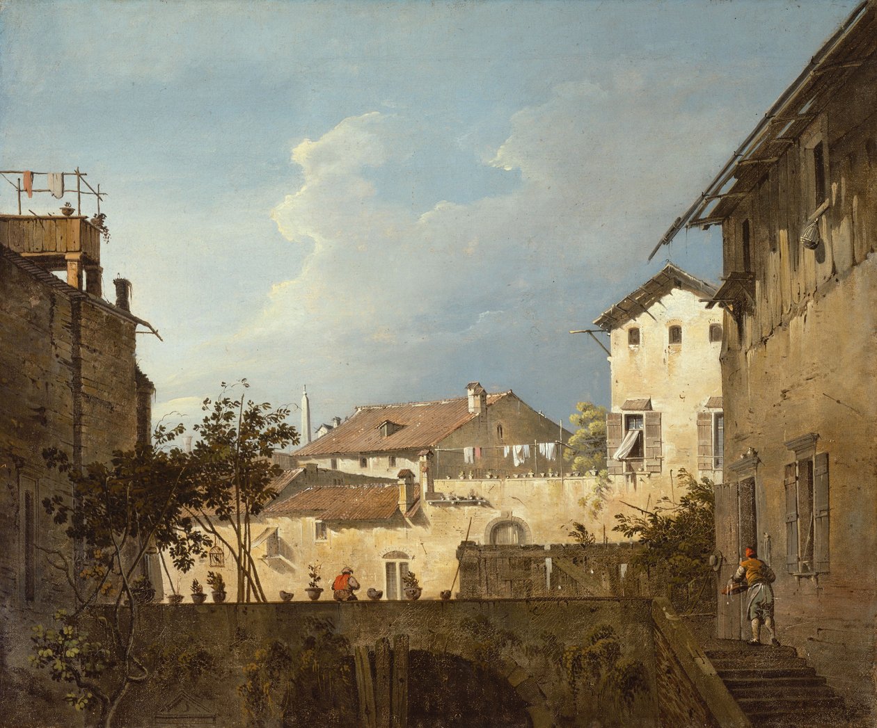 The Terrace, c.1745 (óleo sobre tela) de Antonio (follower of) Canaletto