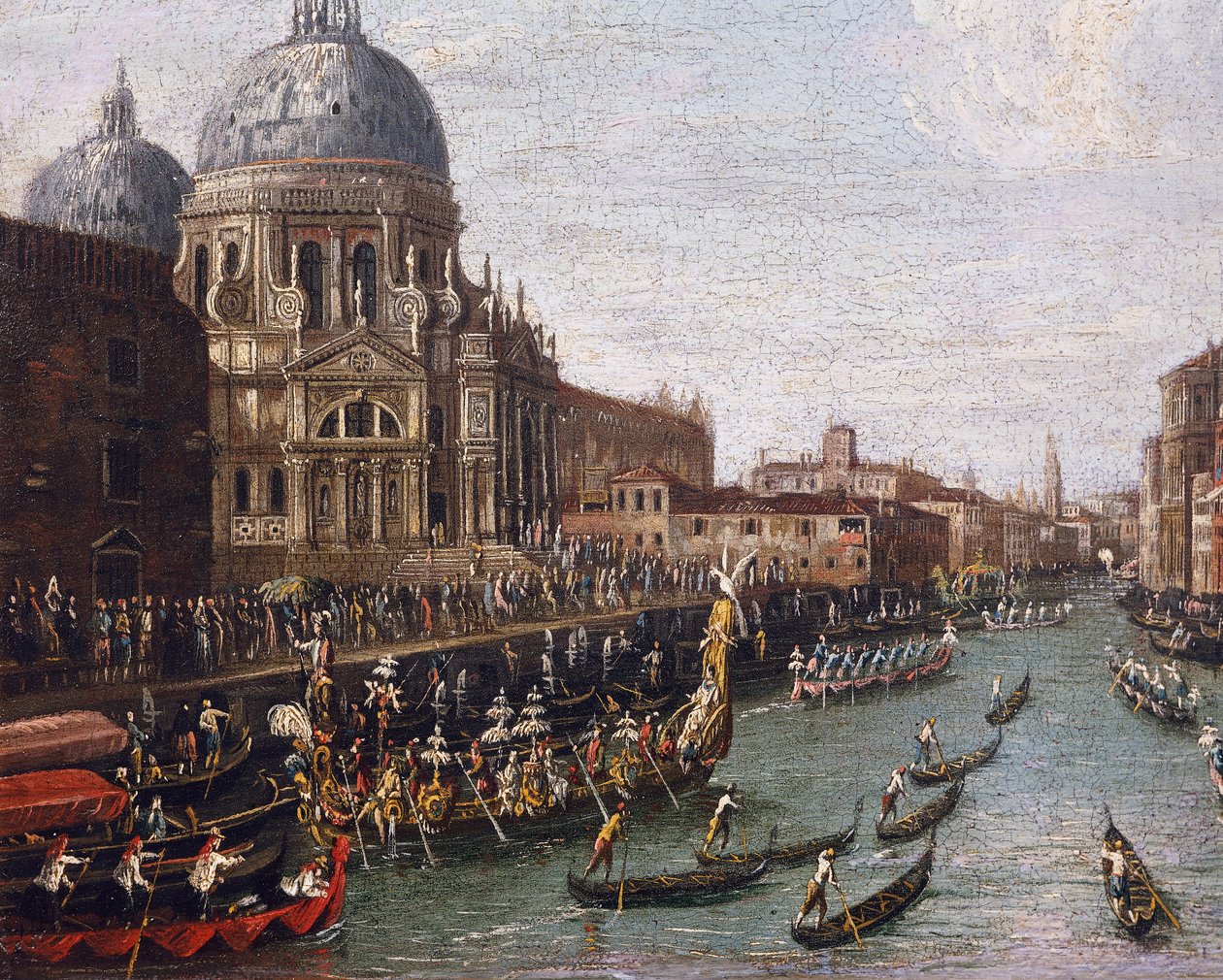 Regata no Grand Canal em Veneza, detalhe de Antonio (school of) Canaletto