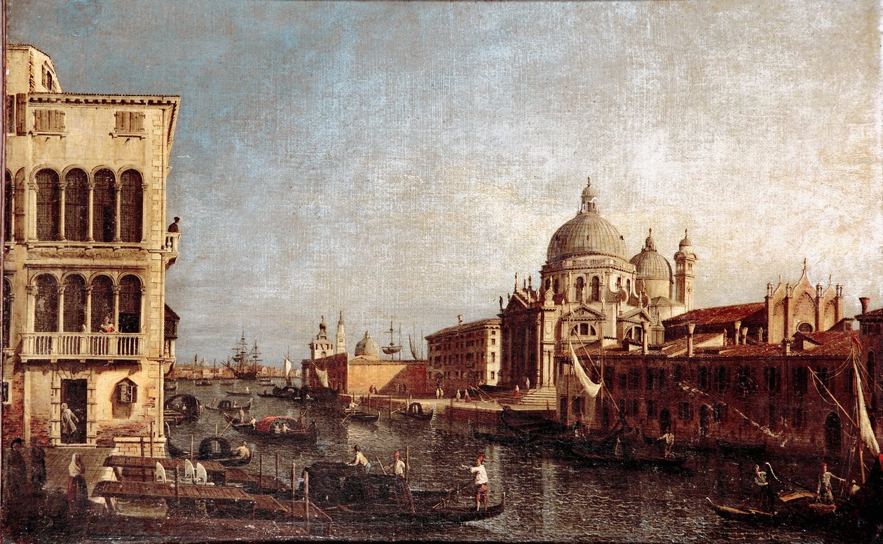 Vista da Igreja de Salute em Veneza Pintura da oficina de Giovanni Antonio Canal dit il Canaletto (1697-1768) 1740-1750 Sol. 48x74 cm músico veneziano Correr de Antonio (studio of) Canaletto