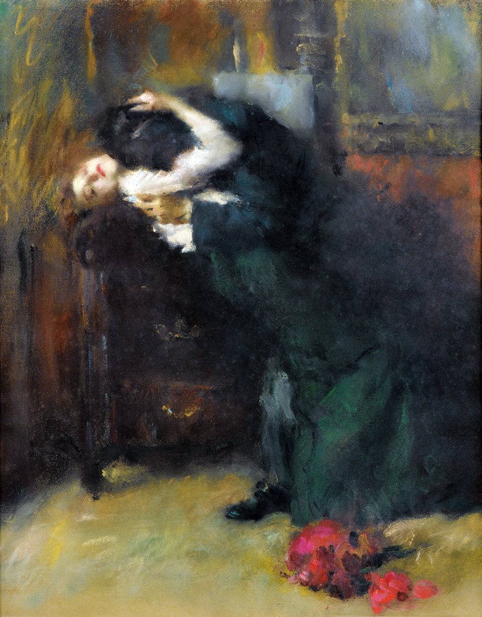 O Beijo por Antonio Ambrogio Alciati (1878-1929), - Pastel sobre papel, 56x44 cm - Coleção Particular de Antonio Ambrogio Alciati