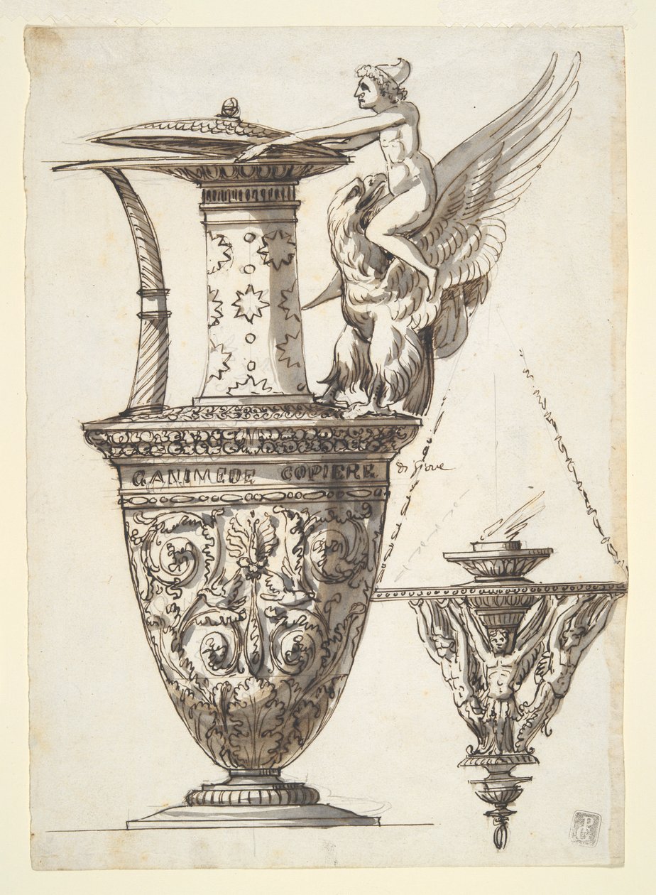 Desenho para um Lustre e Candelabro Elaborado de Antonio Basoli