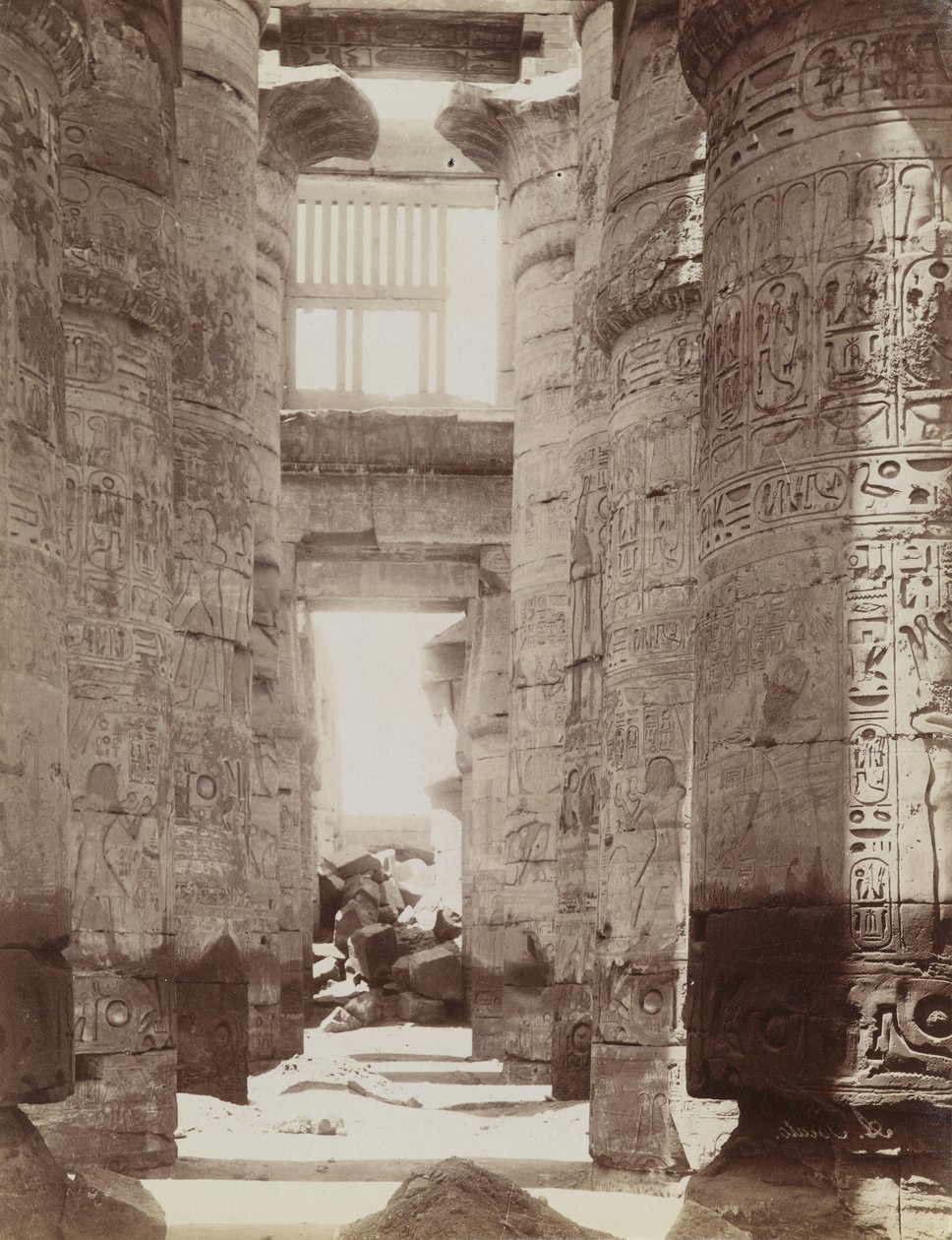 Salão do Hipostilo no Templo de Karnak, vista do Salão do Hipostilo de Antonio Beato
