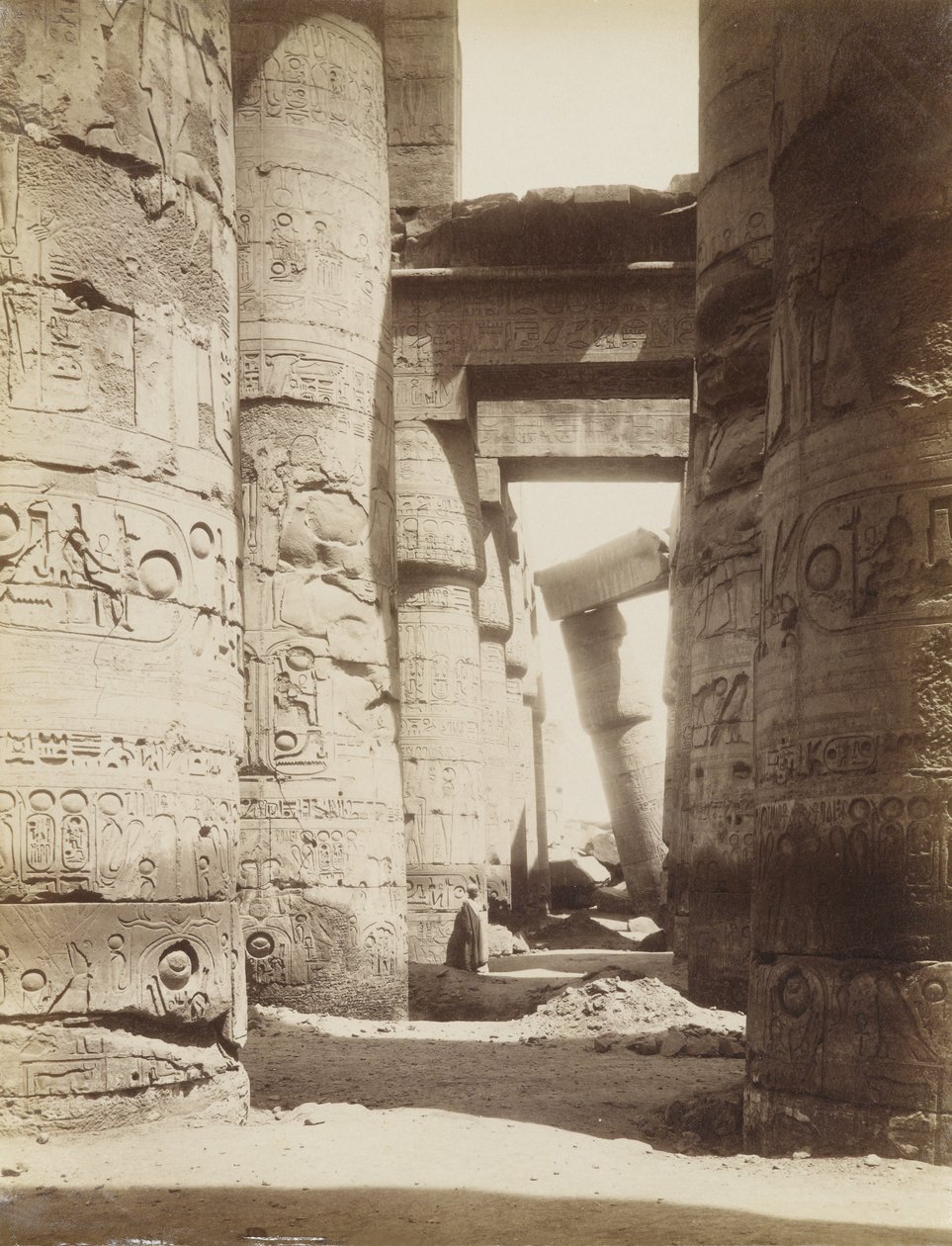Interior do Hall do Hipostilo, Karnak de Antonio Beato