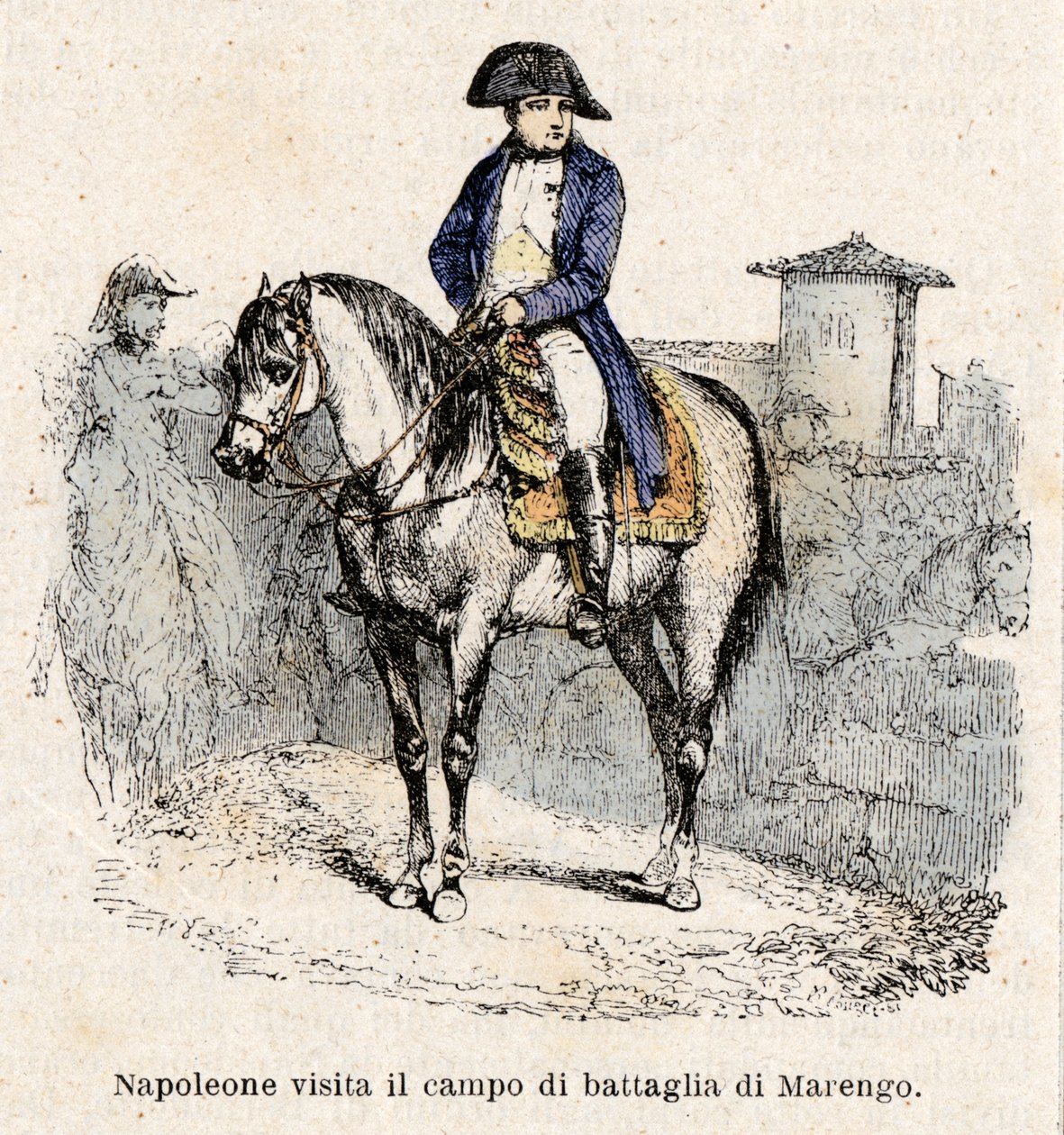 Napoleão Bonaparte em Itália, visita o campo de batalha de Marengo de Antonio Bonamore