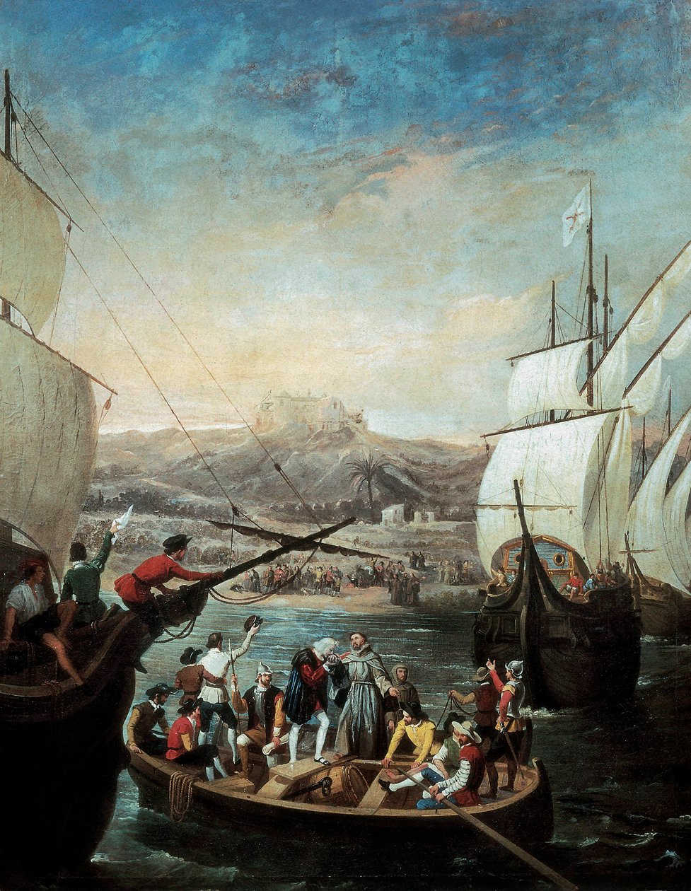 Saída das três caravelas de Cristóvão Colombo de Antonio Cabral Bejarano