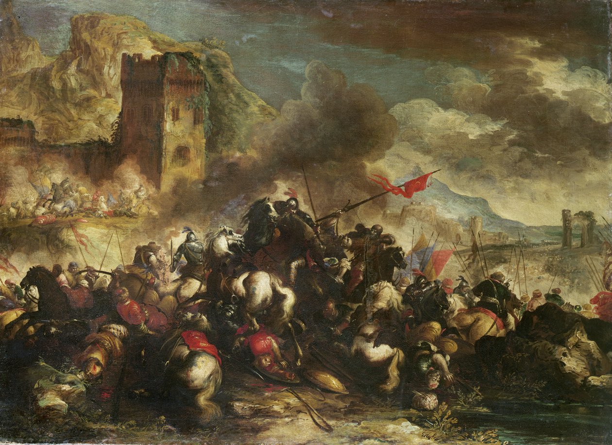 Escaramuças de cavalaria entre cruzados e turcos de Antonio Calza