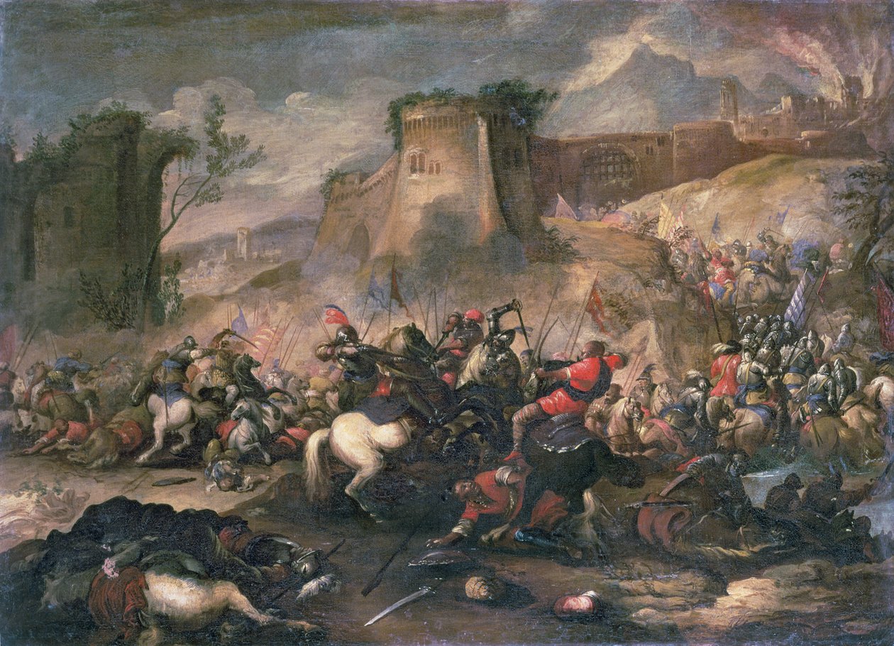 Escaramuças de cavalaria entre cruzados e turcos de Antonio Calza