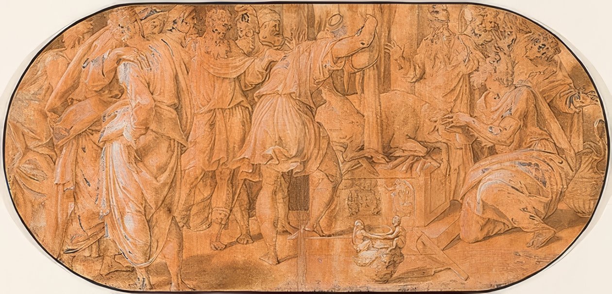 Elias sacrifica na presença de Acabe. Por volta de 1557 de Antonio Campi