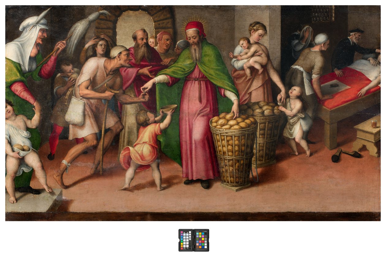 Sacristia, Antonio Campi, Caridade de San Facio 1568, Mesa original da repodução sobre o altar de San Facio de Antonio Campi