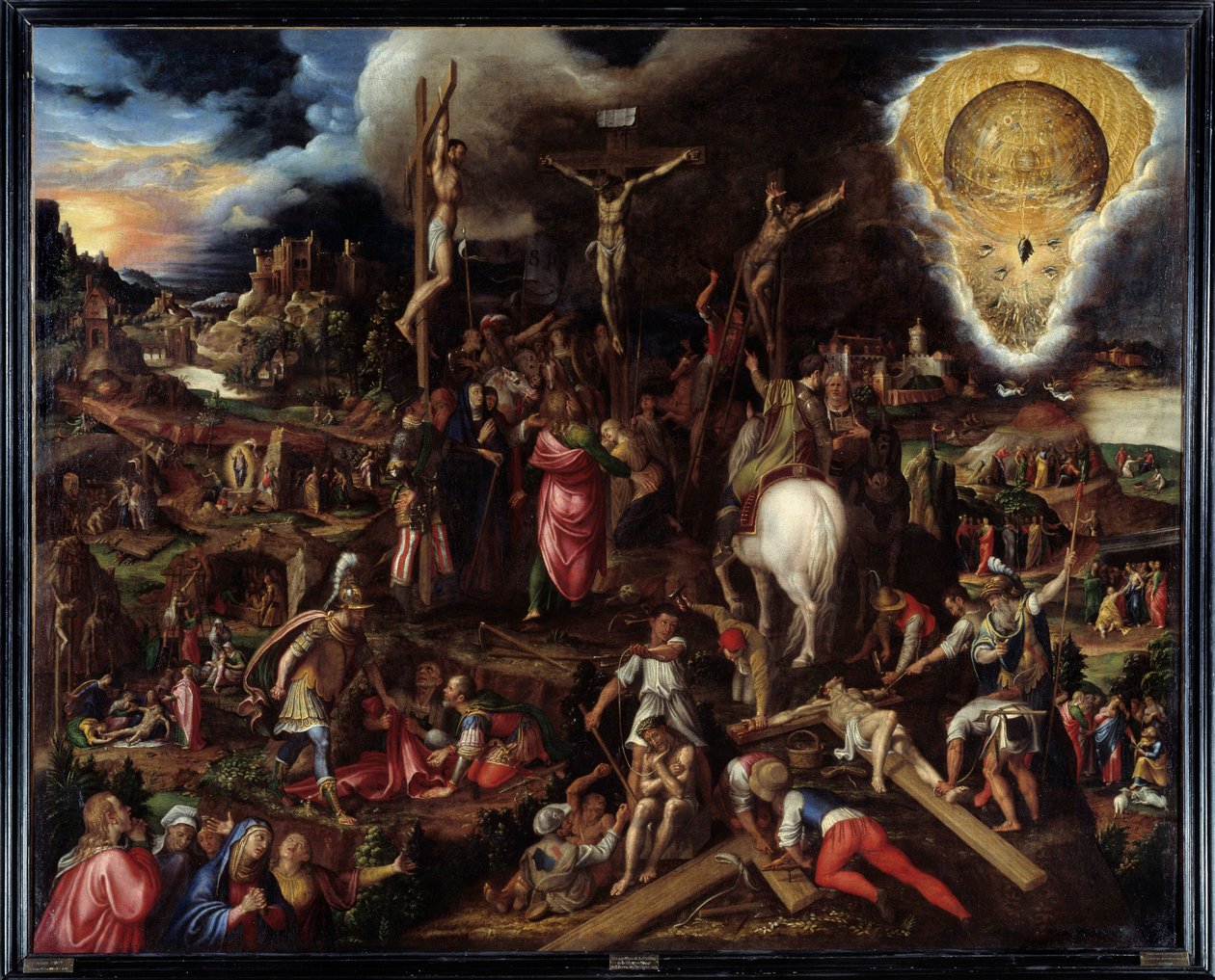 Cenas de paixão: oração no jardim das oliveiras, traição de Judas, prisão de Cristo, Cristo desprezado, ascensão ao Calvário (Via Sacra), crucificação, ressurreição... Pintura de Antonio Campi (1526-1587) Ec. Ital de Antonio Campi
