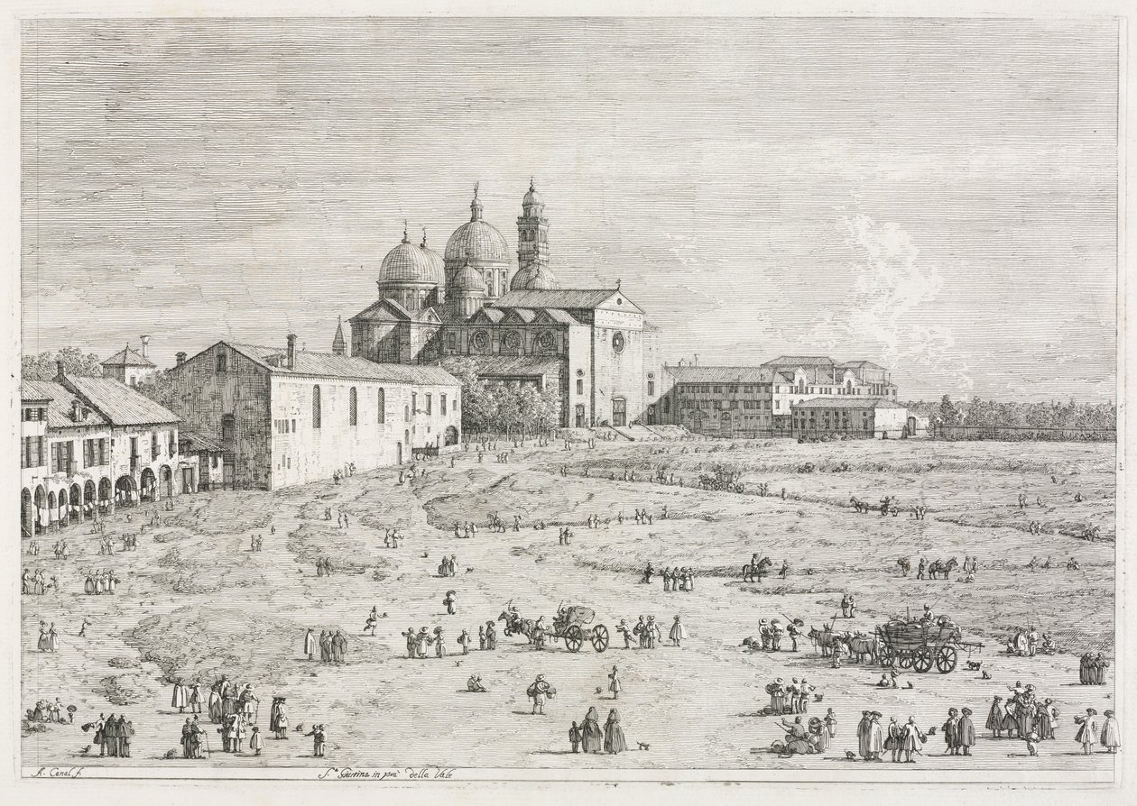 Vistas: Igreja de Santa Justina em Prà della Valle, Pádua de Antonio Canaletto