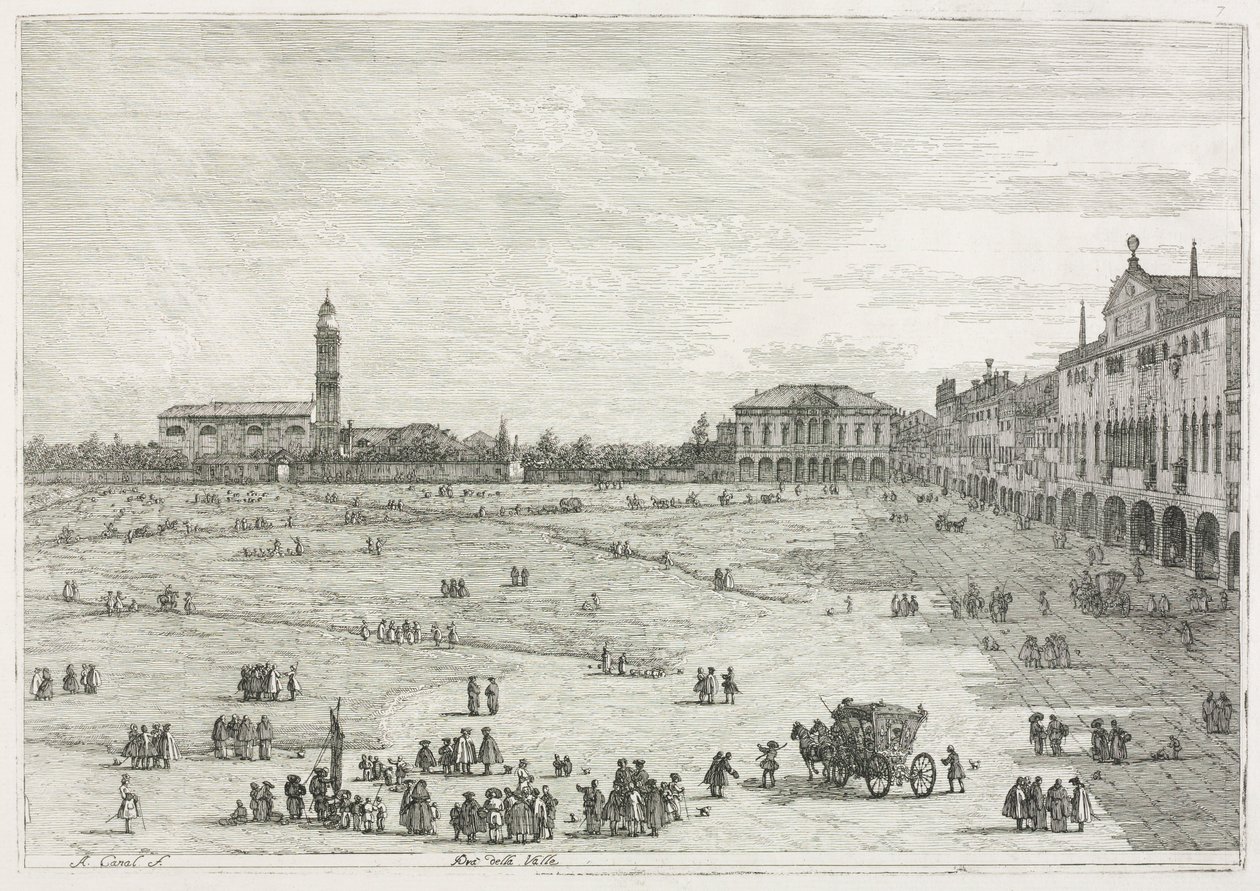 Vista: Prà della Valle, Pádua, 1735-1746. de Giovanni Antonio Canal