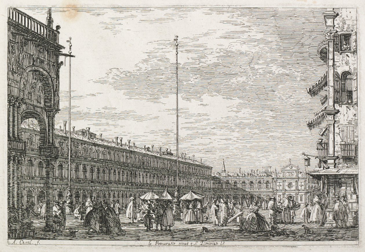 Vistas: Palácio do Procurador e Igreja de St. Géminien, Veneza de Antonio Canaletto