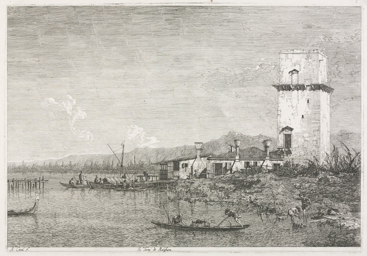 Vista: Torre de Malghera, 1735-1746. de Giovanni Antonio Canal