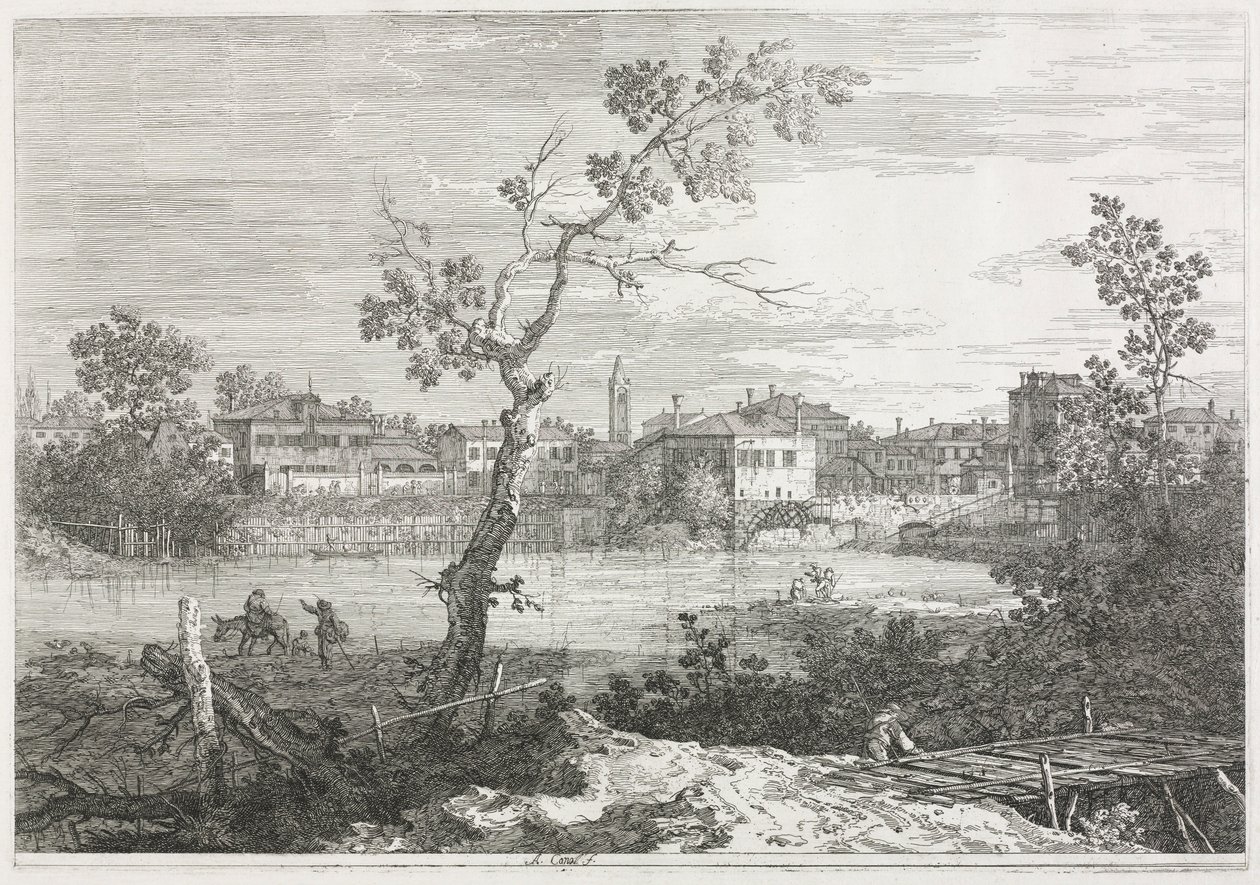Exibições: Vista de Burano, uma cidade em uma ilha na lagoa veneziana, 1735-1746. de Giovanni Antonio Canal