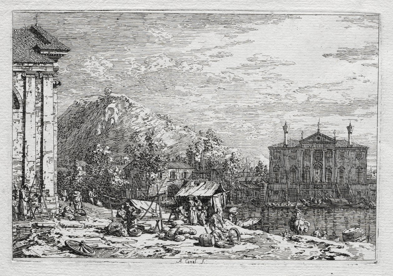 Vistas de Veneza e arredores: uma cidade além de um rio, década de 1700. de Giovanni Antonio Canal