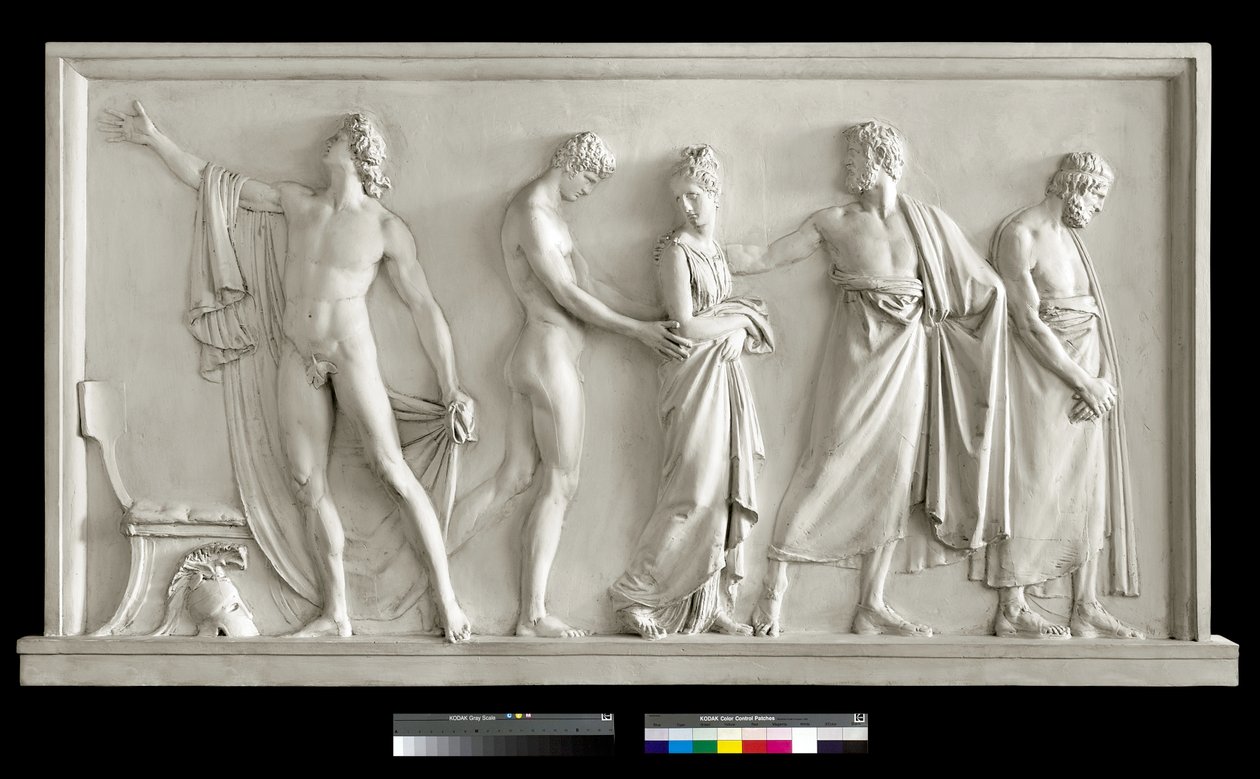 Aquiles entregando Briseis aos Arautos de Agamenon, 1787-90 (gesso) de Antonio Canova